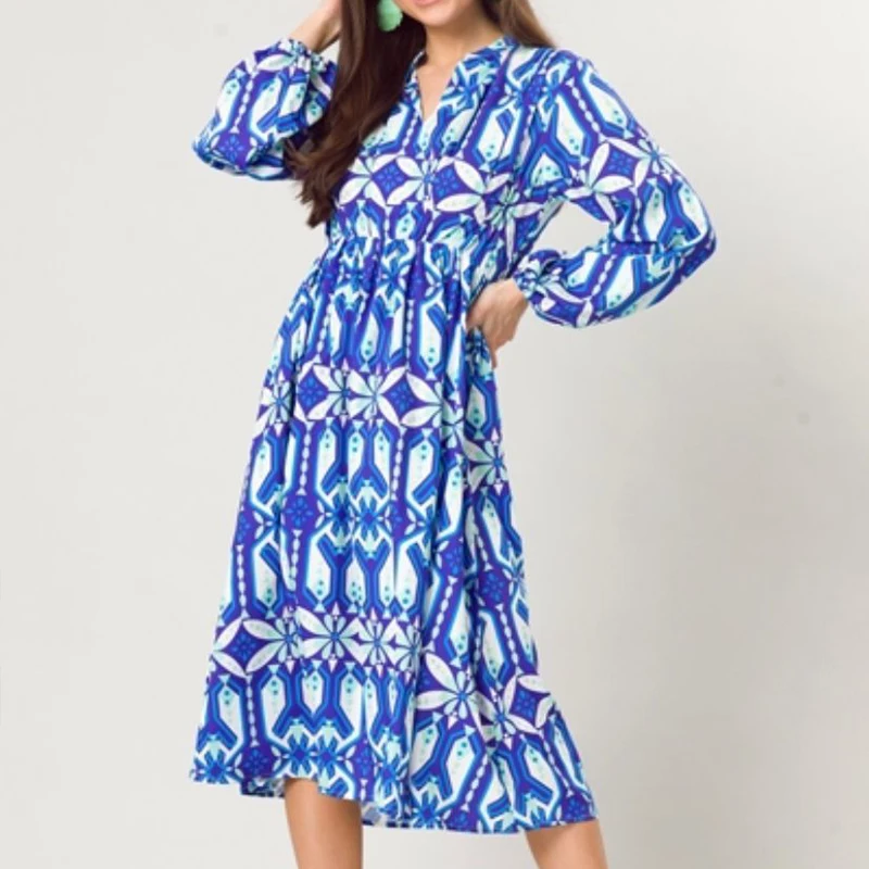 Women Summer Print Vintage Casual MIDI Dress 2021 Long Sleeve V-Neck High waist Female Elegant Fashion Street Dresses Clothing
Women Summer Print Vintage Casual MIDI Dress 2021 Long Sleeve V-Neck High waist Female Elegant Fashion Street Dresses Clothing