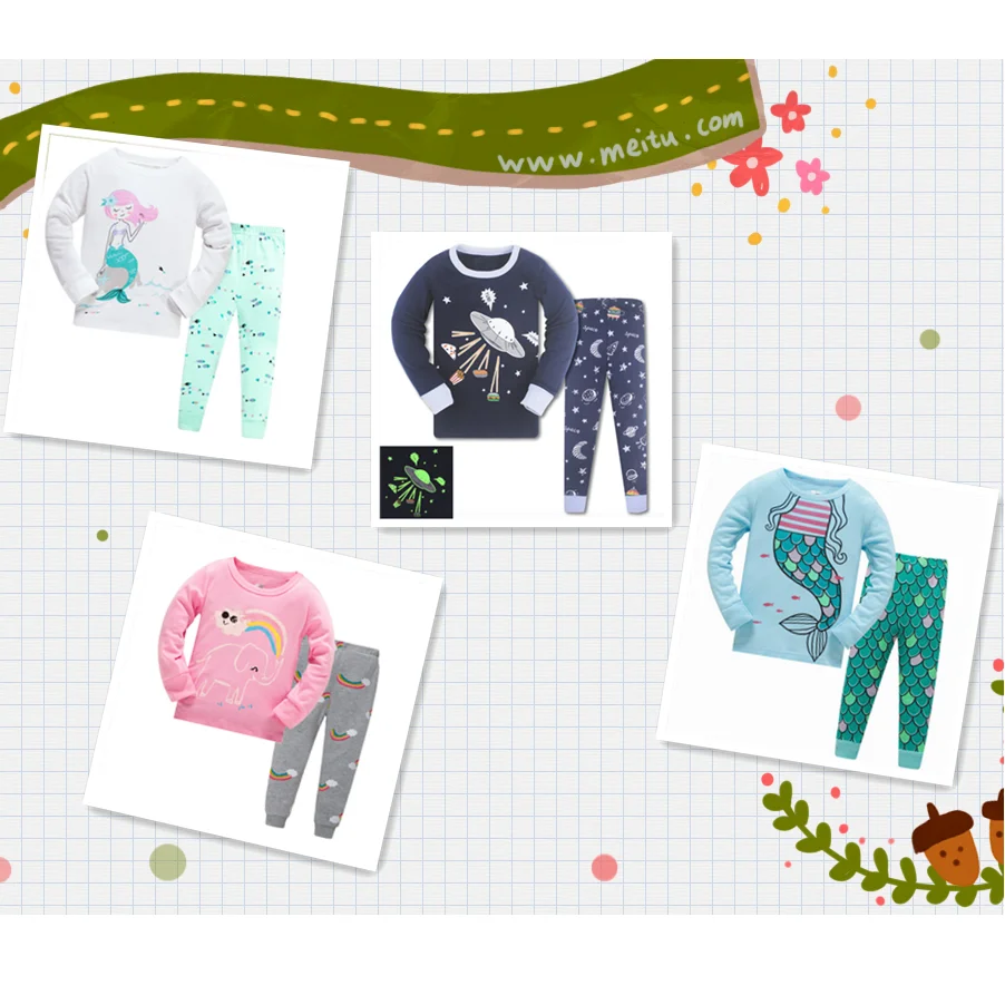 

Детские пижамы, мультяшный цветной комплект одежды, детская одежда для сна, весенне-осенняя хлопковая одежда для сна, пижамный комплект для ...