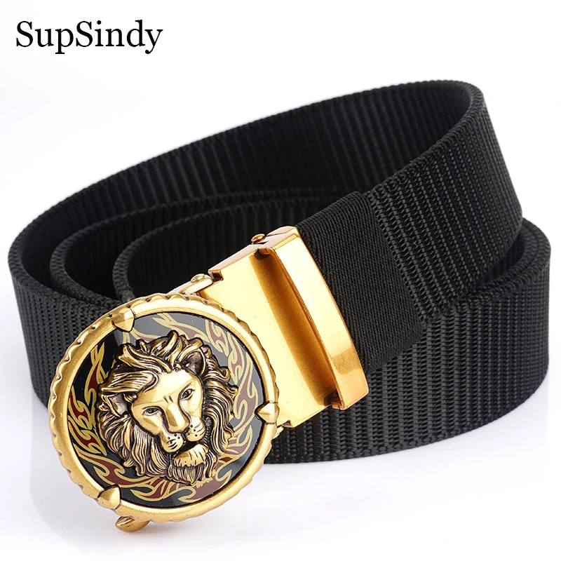 SupSindy Man's nylon belt luxury gold Lions metal automatic buckle Canvas Belts for men fashion jeans Waistband black male strap
SupSindy Man's nylon belt luxury gold Lions metal automatic buckle Canvas Belts for men fashion jeans Waistband black male strap