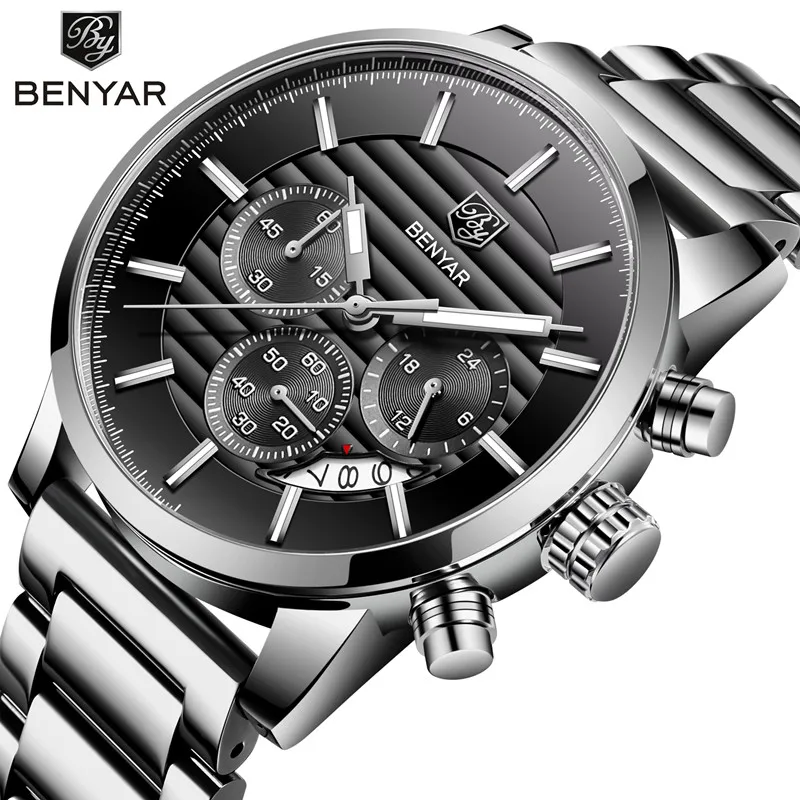 2021 BENYAR Top Brand New Men Quartz Watch Luxury Military Stainless Strap Chronograph Men Watch Waterproof Relogio Masculino
2021 BENYAR Top Brand New Men Quartz Watch Luxury Military Stainless Strap Chronograph Men Watch Waterproof Relogio Masculino