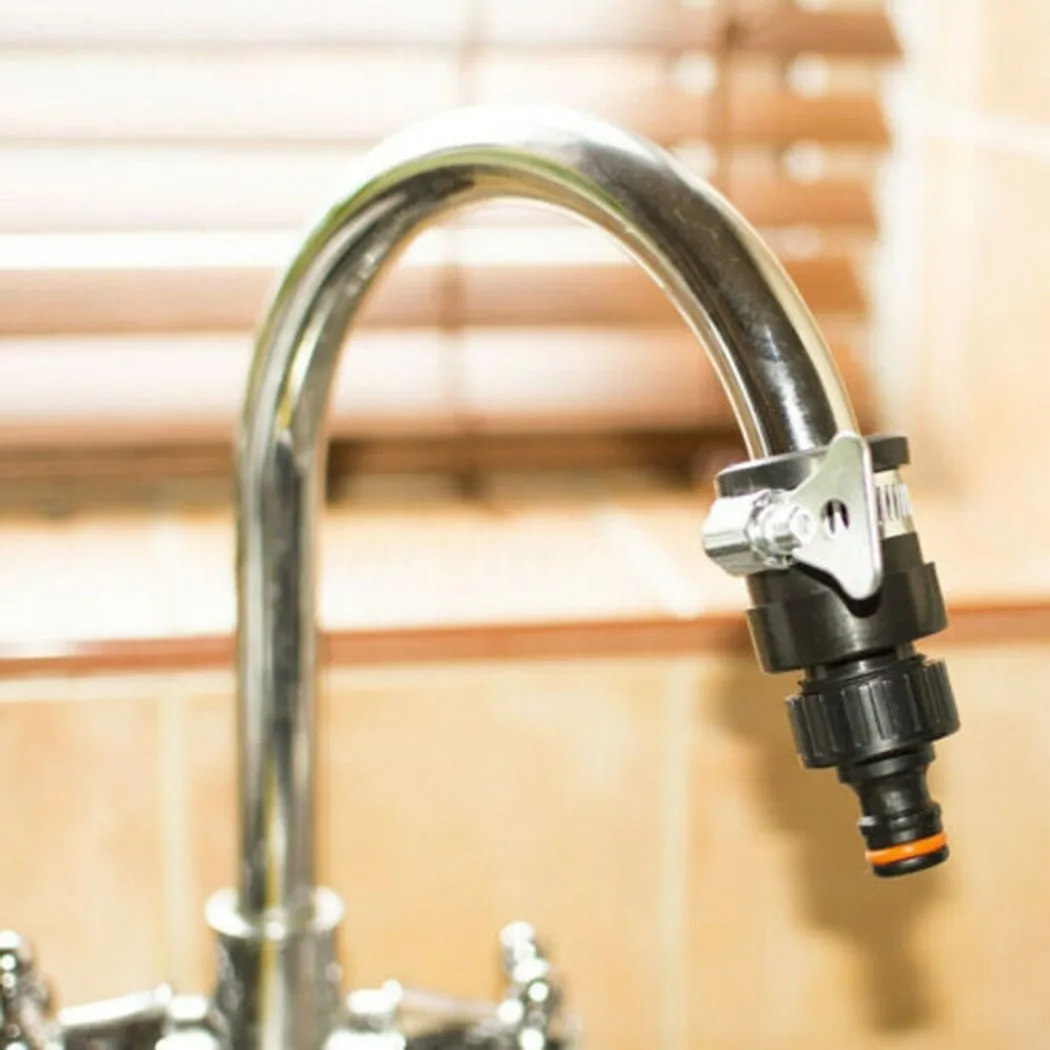 Adapter Tap Connector Adjustable Black Faucet For Taps Between 13-17mm