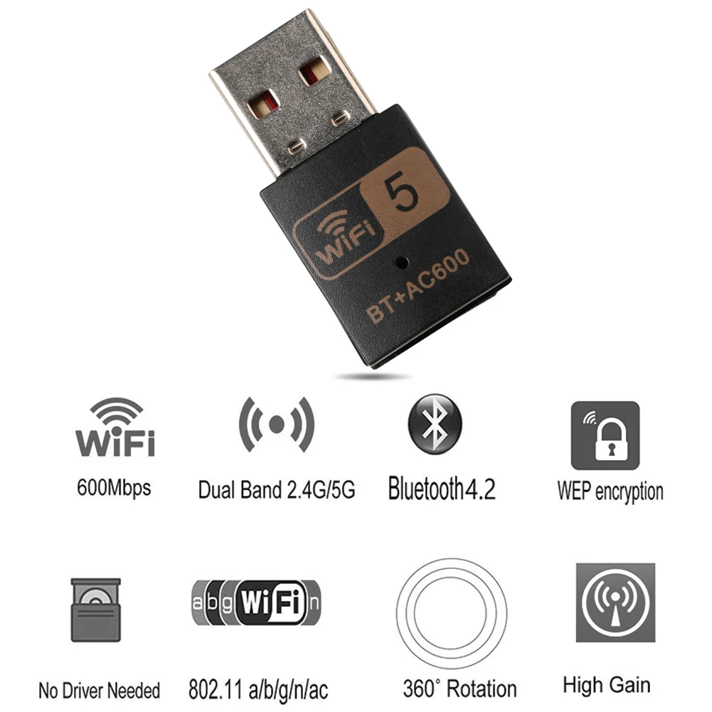 USB Wi-Fi адаптер 2 в 1 600 Мбит/с 4/5 ГГц | Компьютеры и офис