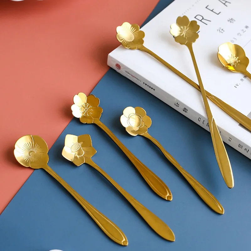 Japanese Style Stainless Steel Solid Color Coffee Spoon Flower Stirring Spoon Dessert Milk Tea Spoon Home Kitchen Accessories
Japanese Style Stainless Steel Solid Color Coffee Spoon Flower Stirring Spoon Dessert Milk Tea Spoon Home Kitchen Accessories