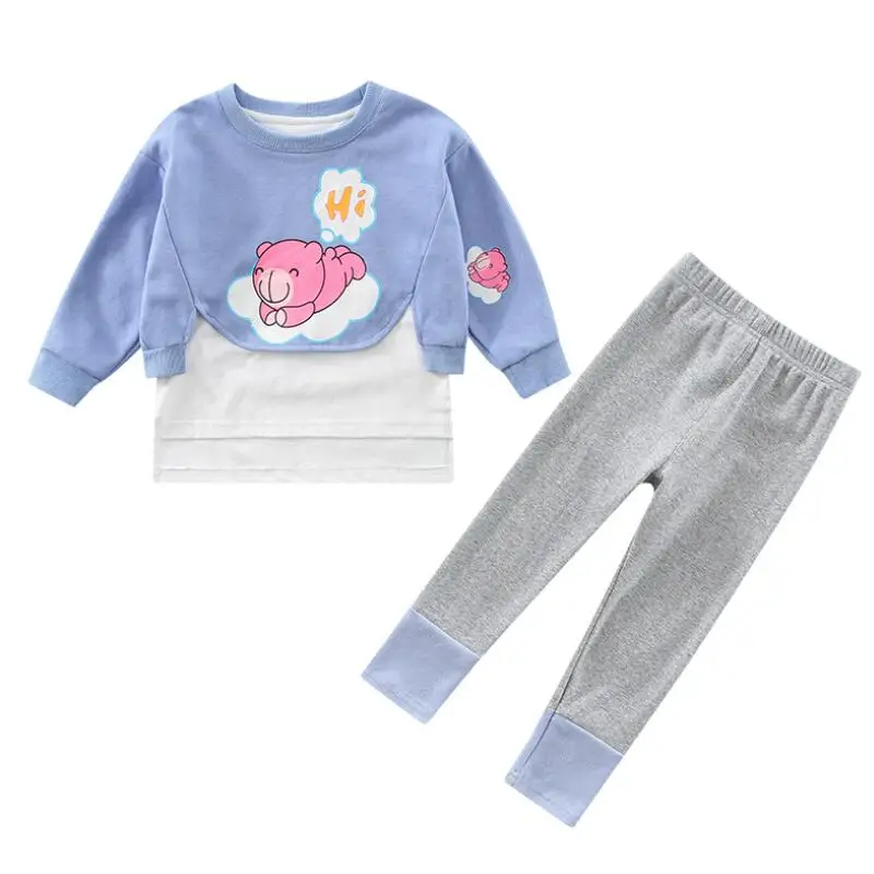 Spring Autumn Girls Clothes Cartoon Fake Two-Piece Set Long Sleeve Loose Cute Sweet T-Shirt Tight Pants Stretch Pants 1-6 Years
Spring Autumn Girls Clothes Cartoon Fake Two-Piece Set Long Sleeve Loose Cute Sweet T-Shirt Tight Pants Stretch Pants 1-6 Years