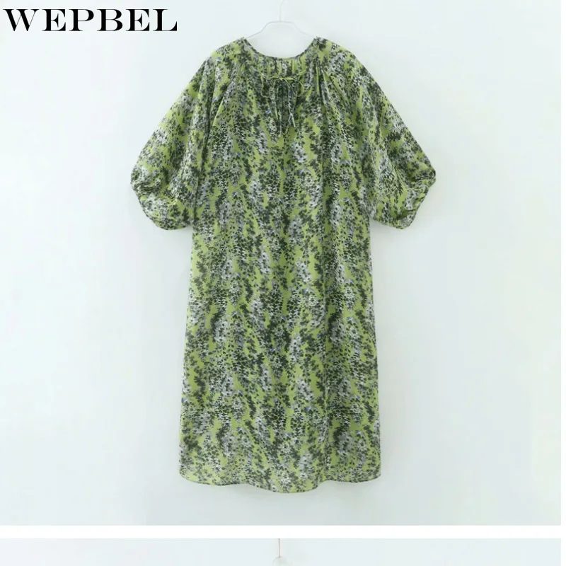 WEPBEL Loose Dress Women's Casual Short Sleeve Floral Print Dress Summer Fashion O-Neck Lace Up Pleated Puff Sleeve Dress
WEPBEL Loose Dress Women's Casual Short Sleeve Floral Print Dress Summer Fashion O-Neck Lace Up Pleated Puff Sleeve Dress