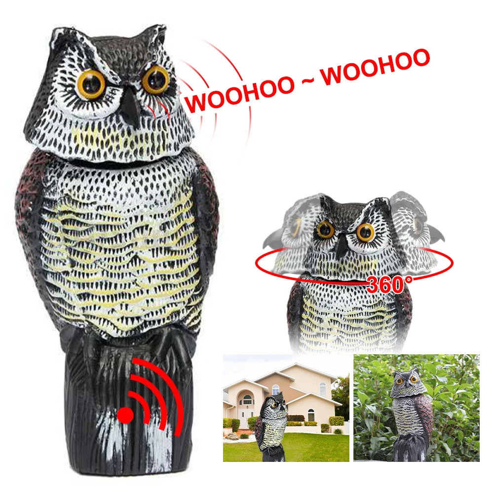 Realistic Bird Scarer Rotating Head Sound Owl Prowler Decoy Protection Repellent Pest Control Scarecrow Garden Yard Move
Realistic Bird Scarer Rotating Head Sound Owl Prowler Decoy Protection Repellent Pest Control Scarecrow Garden Yard Move