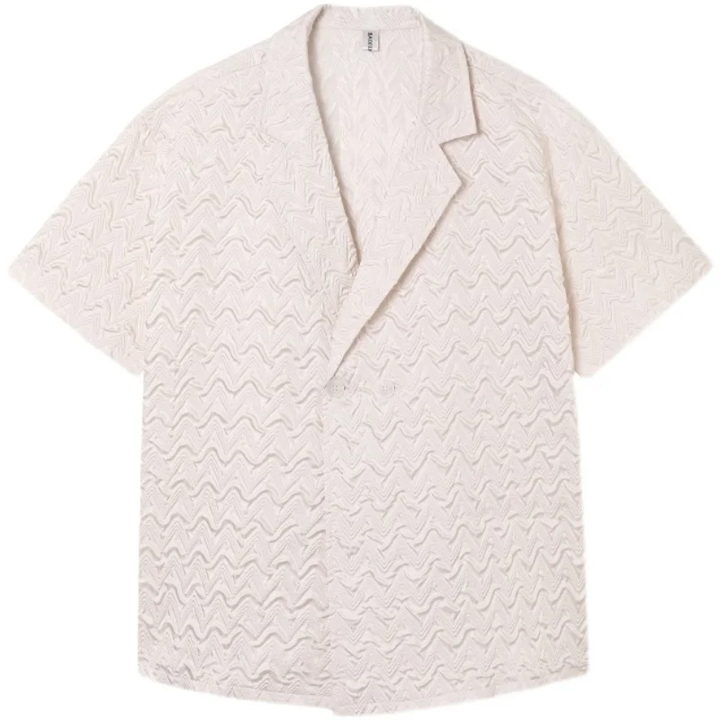 Summer Shirt Men Pleated Embossed Fabric Loose Casual Short Sleeve Suit Collar Shirts Tops Blouse Male Streetwear Vintage Shirt
Summer Shirt Men Pleated Embossed Fabric Loose Casual Short Sleeve Suit Collar Shirts Tops Blouse Male Streetwear Vintage Shirt