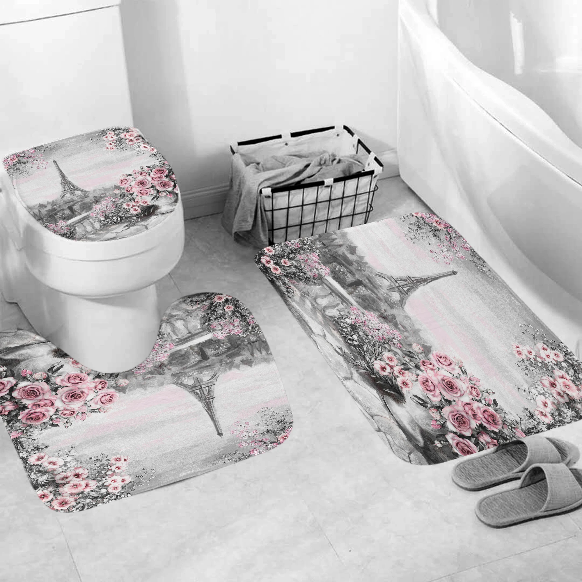 3D Paris Landscape Eiffel Tower Print Shower Curtain Waterproof Bathroom Curtains Set With Non-Slip Rugs Toilet Lid Cover Mat
3D Paris Landscape Eiffel Tower Print Shower Curtain Waterproof Bathroom Curtains Set With Non-Slip Rugs Toilet Lid Cover Mat