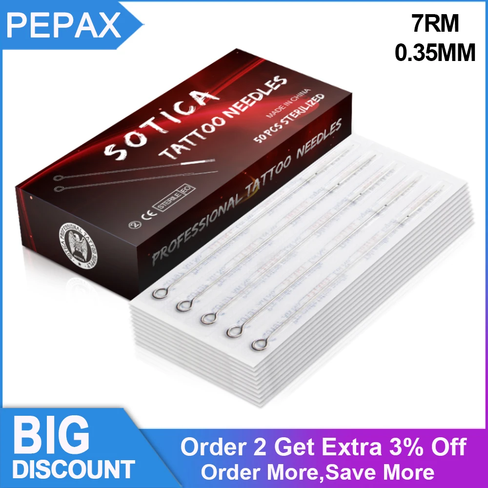 PEPAX 50PCS 1207RM Tattoo Needles 0.35mm Disposable Sterile Standard Round Magnum Assorted Sterilized Tattoo Needles
PEPAX 50PCS 1207RM Tattoo Needles 0.35mm Disposable Sterile Standard Round Magnum Assorted Sterilized Tattoo Needles
