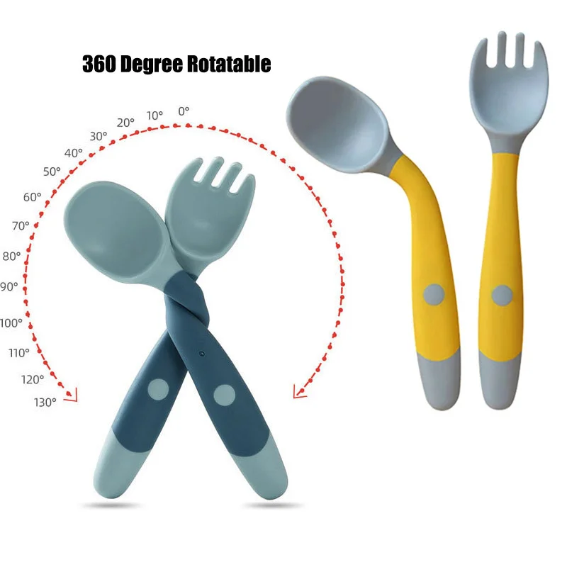 Silicone Baby Spoon Fork Set 360 Degree Bendable Toddler Learn To Eat Tableware Safe Kids Feeding Utensils Set Baby Accessories
Silicone Baby Spoon Fork Set 360 Degree Bendable Toddler Learn To Eat Tableware Safe Kids Feeding Utensils Set Baby Accessories