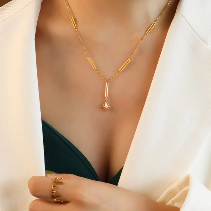 European and American Fashion Six Star Necklace Titanium Steel Material Long Necklace Female
European and American Fashion Six Star Necklace Titanium Steel Material Long Necklace Female