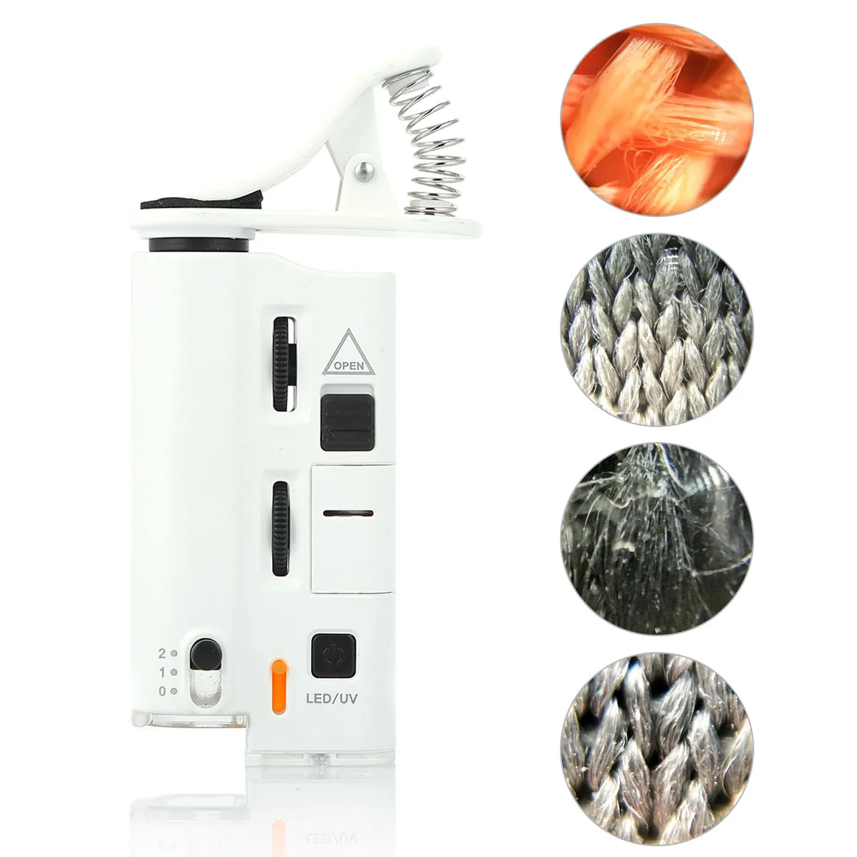 Universal 60-100X Clip-on Mobile Phone Microscope Jewelry Identification Magnifier Adjustable Zoom with LED UV Light60-100X Clip
Universal 60-100X Clip-on Mobile Phone Microscope Jewelry Identification Magnifier Adjustable Zoom with LED UV Light60-100X Clip