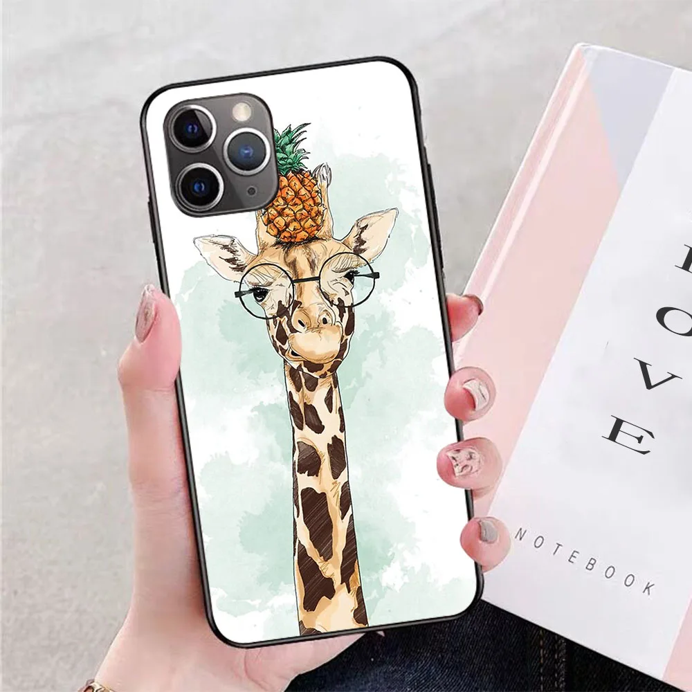 

Pineapple Giraffe soft TPU border phone case for iphone 11PRO 11PROMAX 11 X XS XR XSMAX 6 plus 7 7plus 8 8plus cover