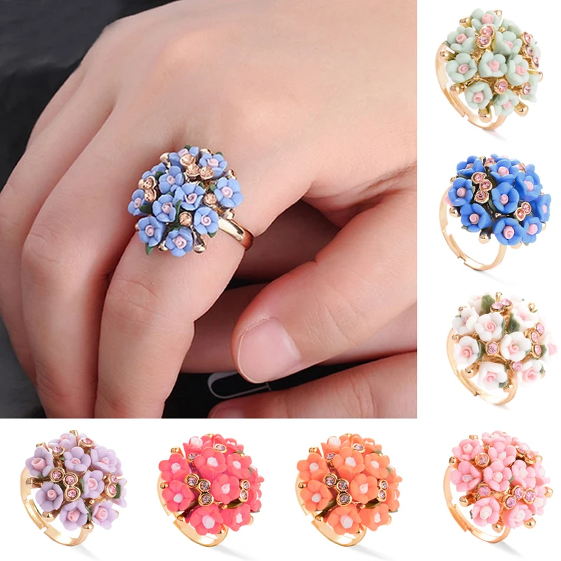 Womens Naiveroo Engagement Ring Wedding Zircon Gold Color Crystal Rings Female Colorful Ceramic Flower Adjustable Ring Jewelry
Womens Naiveroo Engagement Ring Wedding Zircon Gold Color Crystal Rings Female Colorful Ceramic Flower Adjustable Ring Jewelry