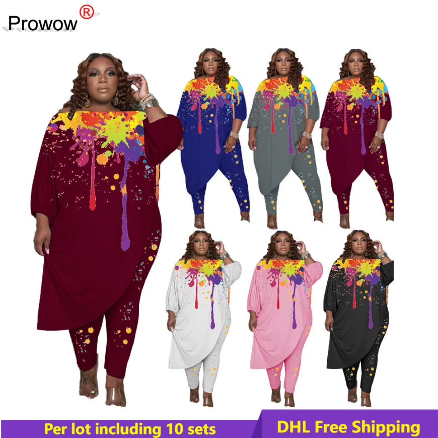 Plus Size Women Clothing XL-5XL Tracksuits Loose Slash Neck Sweatshirt Pants Two Piece Set Splash-ink printing set wholesale5748
Plus Size Women Clothing XL-5XL Tracksuits Loose Slash Neck Sweatshirt Pants Two Piece Set Splash-ink printing set wholesale5748
