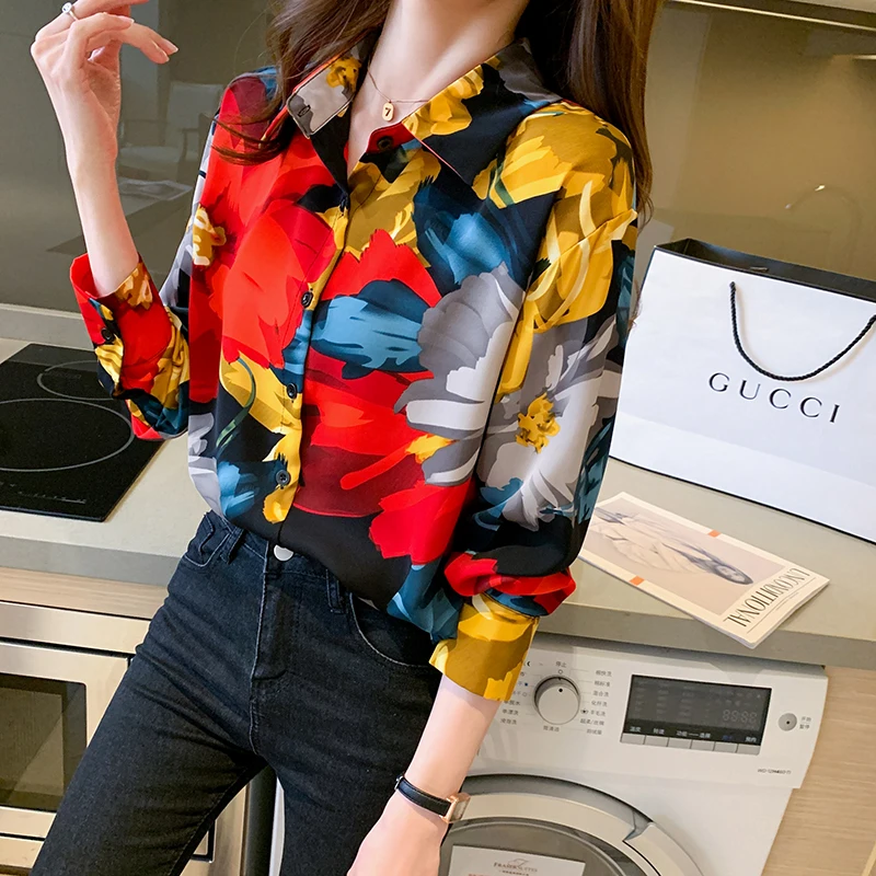 Summer Chiffon Women's Blouse Polo Shirt Print Spring Autumn Long Sleeve Top Casual Loose Fashion Clothing Houthion
Summer Chiffon Women's Blouse Polo Shirt Print Spring Autumn Long Sleeve Top Casual Loose Fashion Clothing Houthion