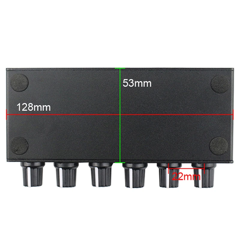 Stereo Mixer Audio (2 Input 4 Output) Push Four Headphones or External Power Amplifiers Volume Independent Control
Stereo Mixer Audio (2 Input 4 Output) Push Four Headphones or External Power Amplifiers Volume Independent Control