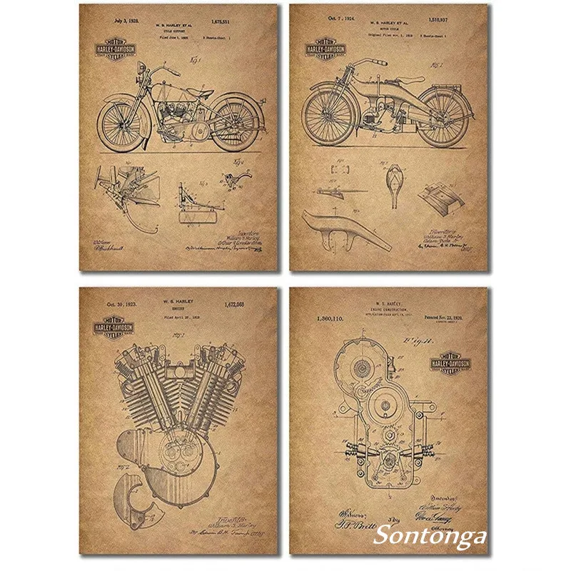Motorcycle Design Sketch Poster Retro English Patent Figure Porch Study Bedroom Canvas Painting Man's Room Decor Living Room
Motorcycle Design Sketch Poster Retro English Patent Figure Porch Study Bedroom Canvas Painting Man's Room Decor Living Room