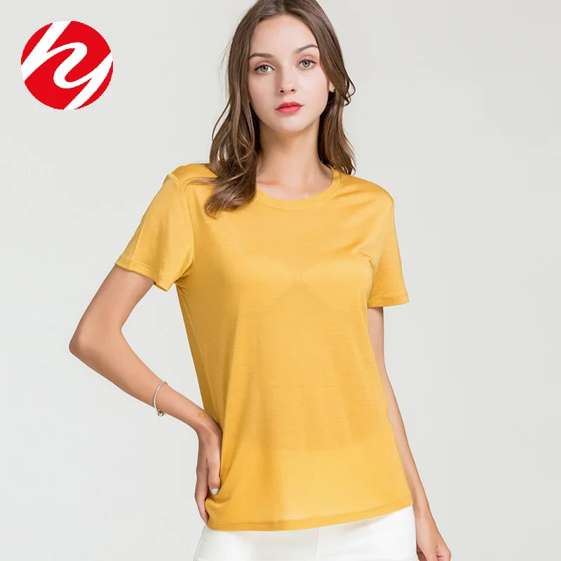 Silk Tops Women's T-shirt Yellow Red Grey Black Casual Short Sleeve Mulberry Plus Size Spring Summer High-quality Slim Elastic
Silk Tops Women's T-shirt Yellow Red Grey Black Casual Short Sleeve Mulberry Plus Size Spring Summer High-quality Slim Elastic