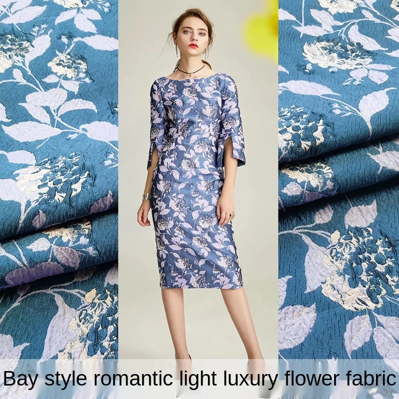 

French romantic yarn-dyed jacquard fabric dress windbreaker three-dimensional brocade women's advanced custom DIY fabric