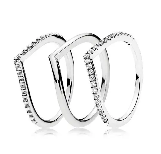 Original 925 Sterling Silver Wish Bone Pan Ring Set With Crystal Stack Rings For Women Wedding Party Gift Fashion Jewelry
Original 925 Sterling Silver Wish Bone Pan Ring Set With Crystal Stack Rings For Women Wedding Party Gift Fashion Jewelry
