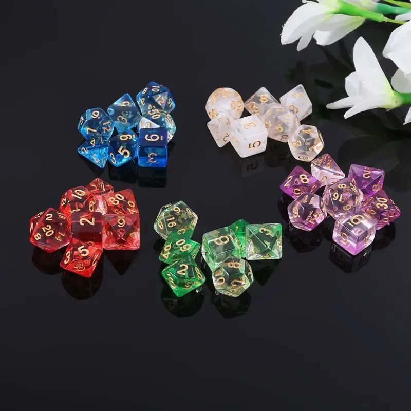 7pcs/set Transparent Sided Dice D4 D6 D8 D10 D12 D20 Dungeons & Dragon D&D RPG Poly Table Board Games Toy
7pcs/set Transparent Sided Dice D4 D6 D8 D10 D12 D20 Dungeons & Dragon D&D RPG Poly Table Board Games Toy