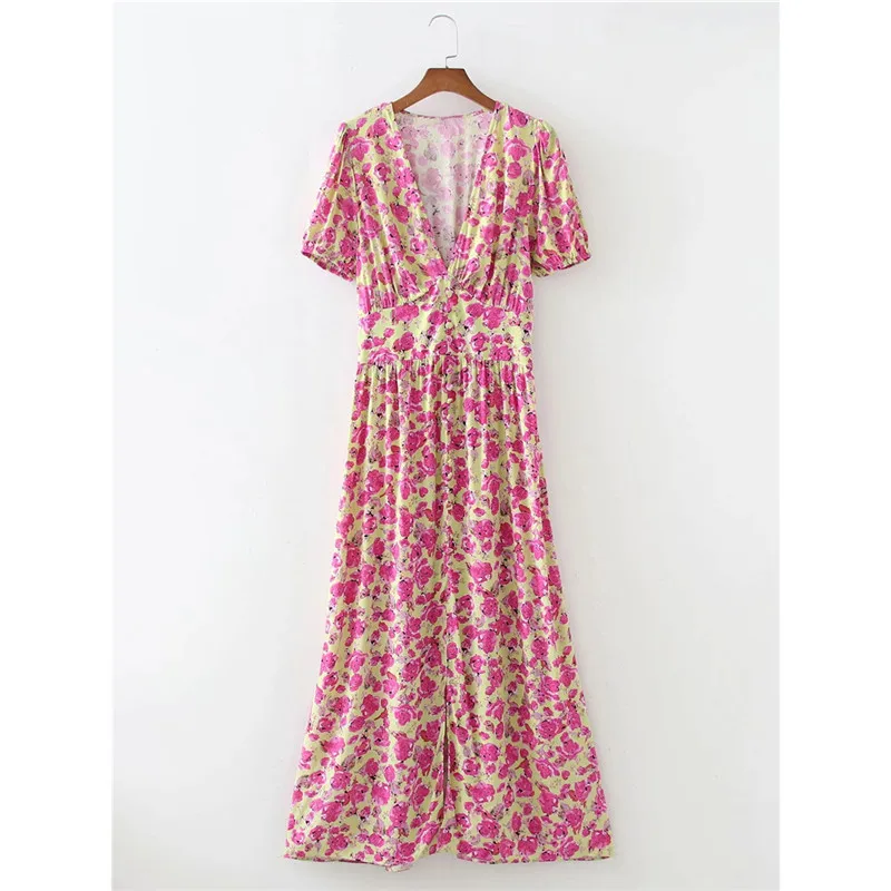 Women Fashion Floral Print 2021 Summer Za Red Long Dress Chic Lady Elastic High Waist Short Sleeve V-Neck Casual Dresses
Women Fashion Floral Print 2021 Summer Za Red Long Dress Chic Lady Elastic High Waist Short Sleeve V-Neck Casual Dresses