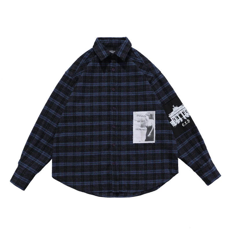 British street style ERD blue plaid flannel plaid shirt men's trendy loose hip hop jacket 2020 winter New punk style shirt
British street style ERD blue plaid flannel plaid shirt men's trendy loose hip hop jacket 2020 winter New punk style shirt