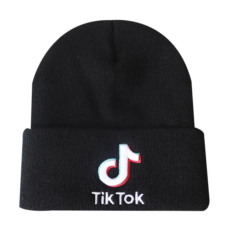 Женская осенне-зимняя однотонная теплая шапка TikTok для взрослых и детей вязаная