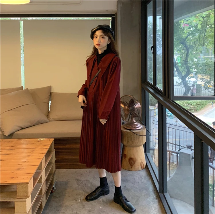 2021 Spring Loose Full Sleeve Women' Pleated Dress Casual Vintage Chic Turndown Collar Clothes Female Plus Size Women
2021 Spring Loose Full Sleeve Women' Pleated Dress Casual Vintage Chic Turndown Collar Clothes Female Plus Size Women