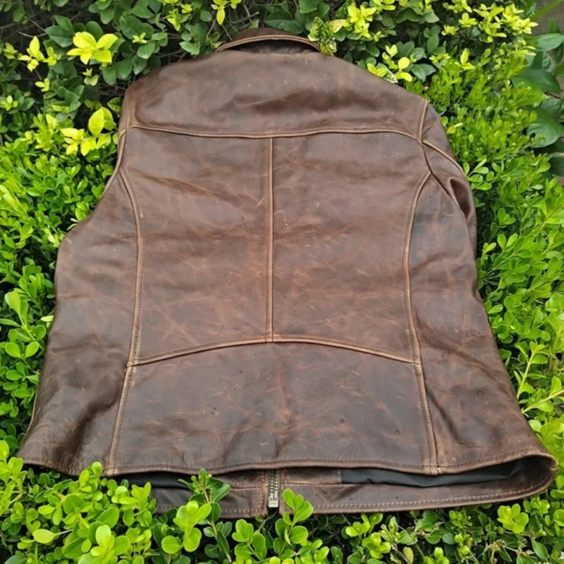 Top Men Wax Layer Cowhide Motorcycle Jacket Lapel Multi-Pockets Straight Genuine Leather Coat Autumn High Quality Safari Style
Top Men Wax Layer Cowhide Motorcycle Jacket Lapel Multi-Pockets Straight Genuine Leather Coat Autumn High Quality Safari Style