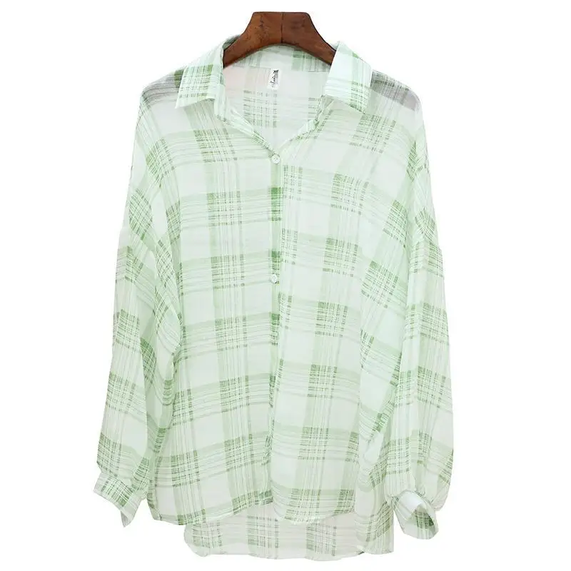 Spring Plaid Shirts Women Batwing Sleeve Chiffon Blouses Casual Chemise Femme Tops Plus Size Tartan Blusas
Spring Plaid Shirts Women Batwing Sleeve Chiffon Blouses Casual Chemise Femme Tops Plus Size Tartan Blusas