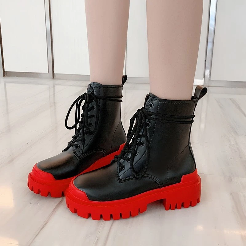 Ladies Platform Thick Boots High Quality Gladiator Ankle Boots High Top Shoes Red New British Style Martin Boots Lace-up Boots
Ladies Platform Thick Boots High Quality Gladiator Ankle Boots High Top Shoes Red New British Style Martin Boots Lace-up Boots