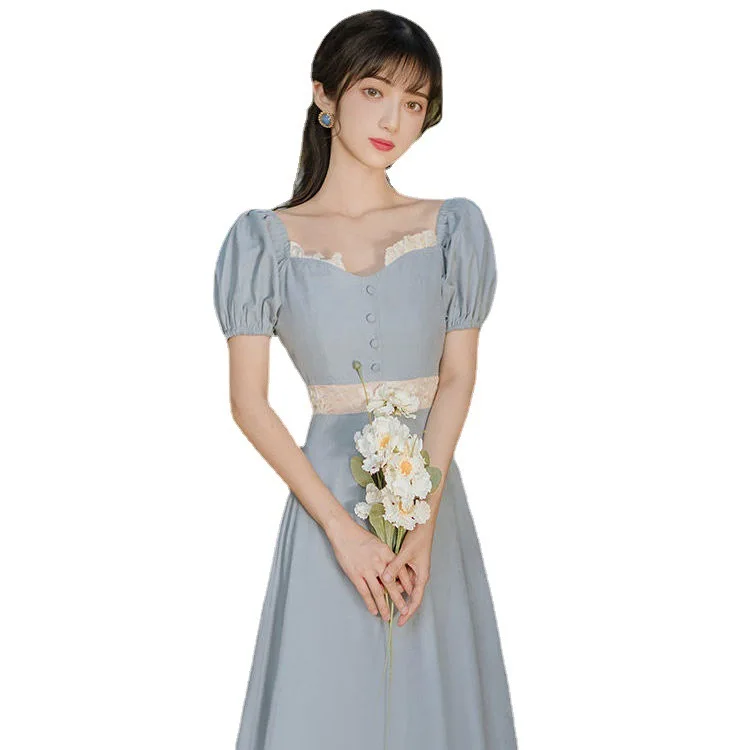 French Retro Square Neck Bubble Sleeve Dress Women's Summer Hollow Waist Show Thin Fairy Super Fairy Temperament Skirt
French Retro Square Neck Bubble Sleeve Dress Women's Summer Hollow Waist Show Thin Fairy Super Fairy Temperament Skirt