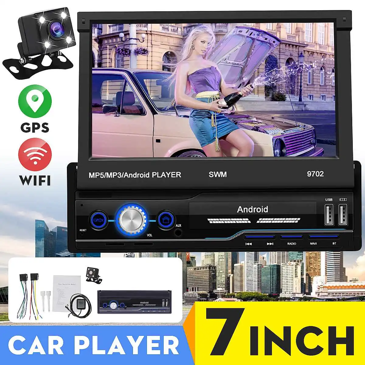 1 Din 7" Android 8.1 Car Multimedia Player Autoradio Car MP5 Player Car Radio Player GPS bluetooth FM WiFi Rear View Camera
1 Din 7" Android 8.1 Car Multimedia Player Autoradio Car MP5 Player Car Radio Player GPS bluetooth FM WiFi Rear View Camera
