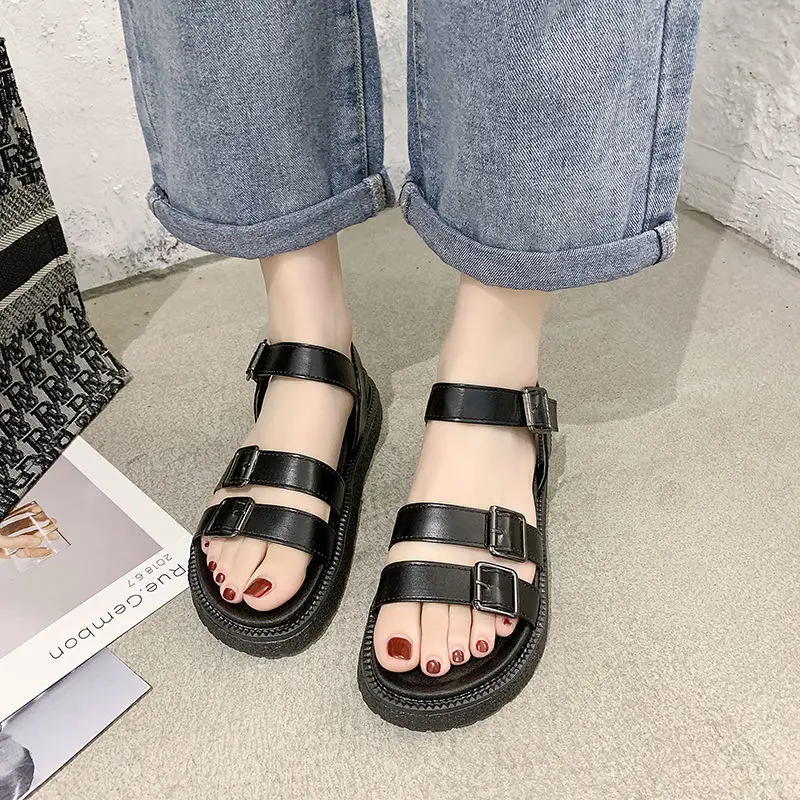 Casual Sandals Women PU Leather Platform Shoes Slingback Metal Buckles Summer Beach Ladies Flats Handmade
Casual Sandals Women PU Leather Platform Shoes Slingback Metal Buckles Summer Beach Ladies Flats Handmade