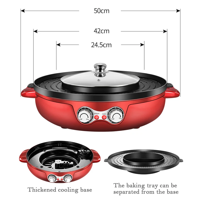 2 In 1 2200W Electric Hot Pot Oven Smokeless Barbecue Machine Home BBQ Grills Indoor Roast Meat Dish Plate Multi Cooker
2 In 1 2200W Electric Hot Pot Oven Smokeless Barbecue Machine Home BBQ Grills Indoor Roast Meat Dish Plate Multi Cooker