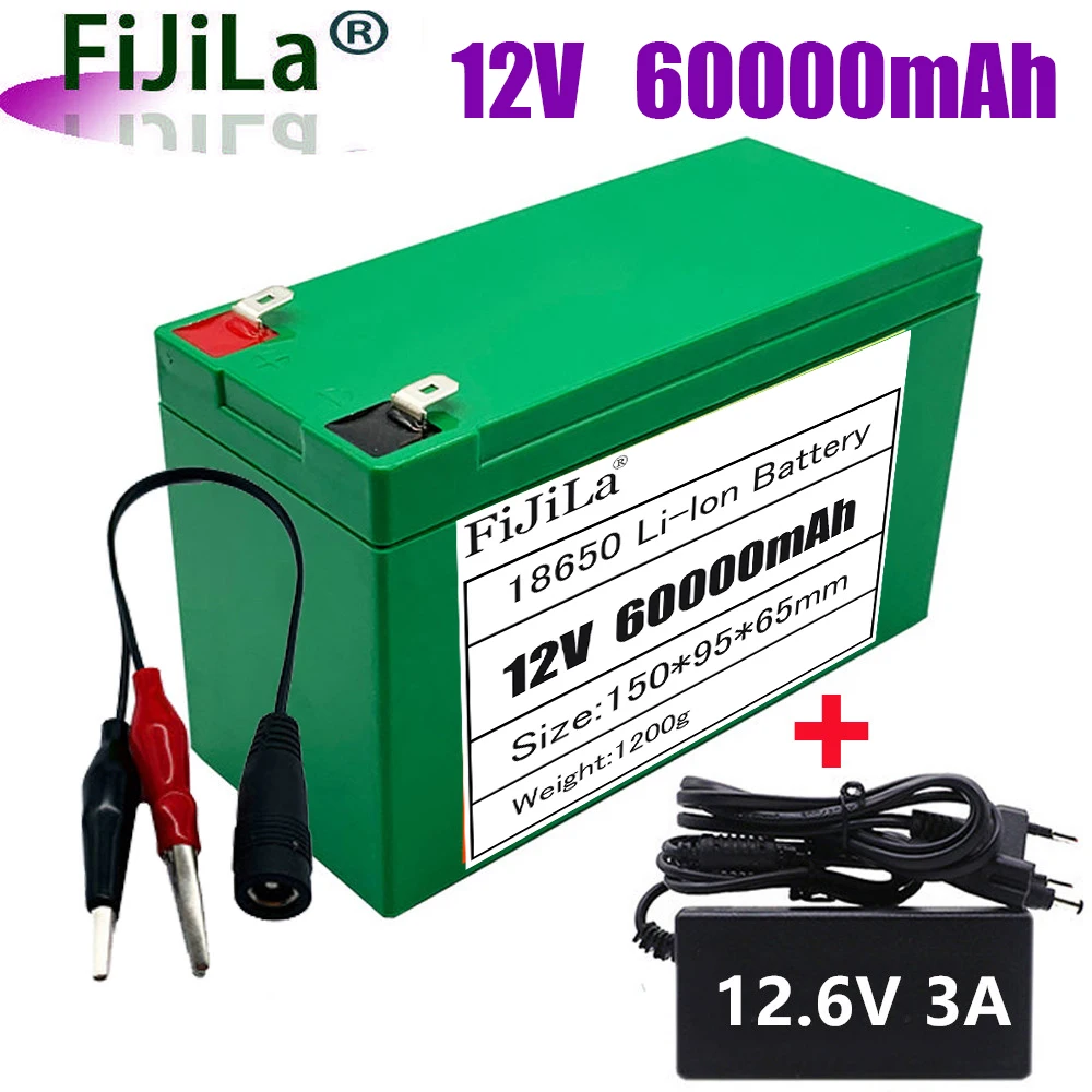 12V 60000mAh 18650 lithium battery pack+12.6V 3A charger, built-in 40Ah high current BMS, used for sprayer, 12V power supply
12V 60000mAh 18650 lithium battery pack+12.6V 3A charger, built-in 40Ah high current BMS, used for sprayer, 12V power supply