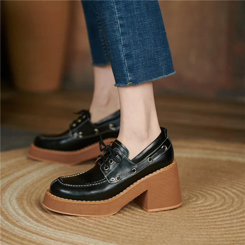 VERCONAS Retro Punk Women Pump Autumn Classic Rivets Genuine Leather Lace-Up Platforms Thick Heels Shoes Woman Working Casual
VERCONAS Retro Punk Women Pump Autumn Classic Rivets Genuine Leather Lace-Up Platforms Thick Heels Shoes Woman Working Casual