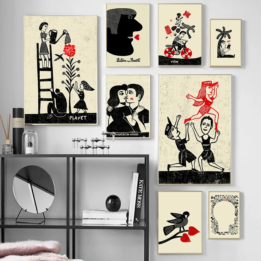 Настенное искусство, винтажный абстрактный мультяшный плакат, Декор для дома, ретро, забавная Картина на холсте для влюбленных, настенные п... 
Настенное искусство, винтажный абстрактный мультяшный плакат, Декор для дома, ретро, забавная Картина на холсте для влюбленных, настенные п...