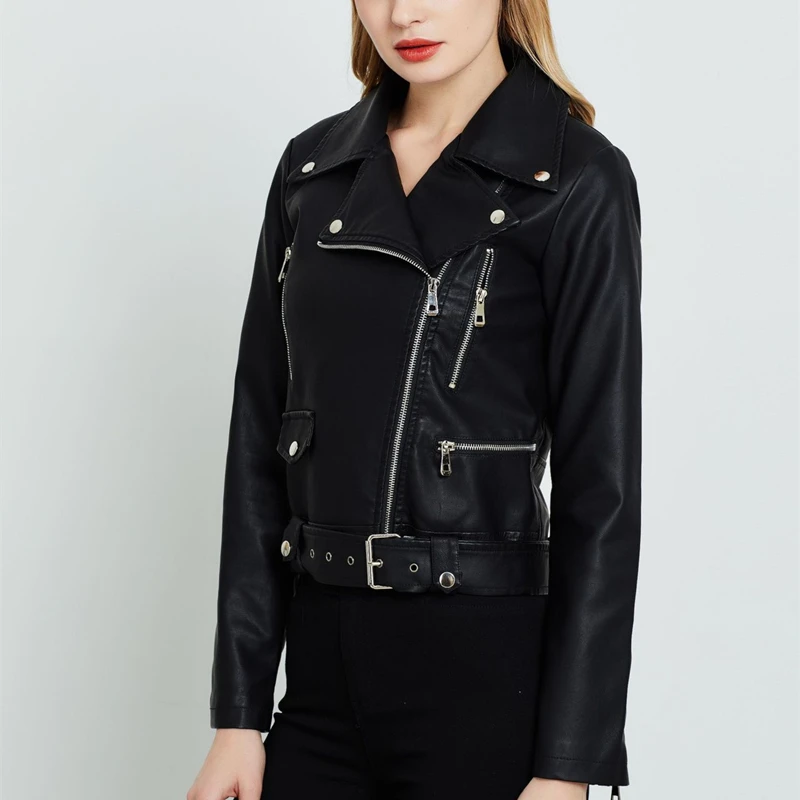 New Fashion Women's Short Faux Leather Jacket Spring And Autumn Lapel Coat Zipper Motorcycle Jacket Coat Bright Belt Belt
New Fashion Women's Short Faux Leather Jacket Spring And Autumn Lapel Coat Zipper Motorcycle Jacket Coat Bright Belt Belt