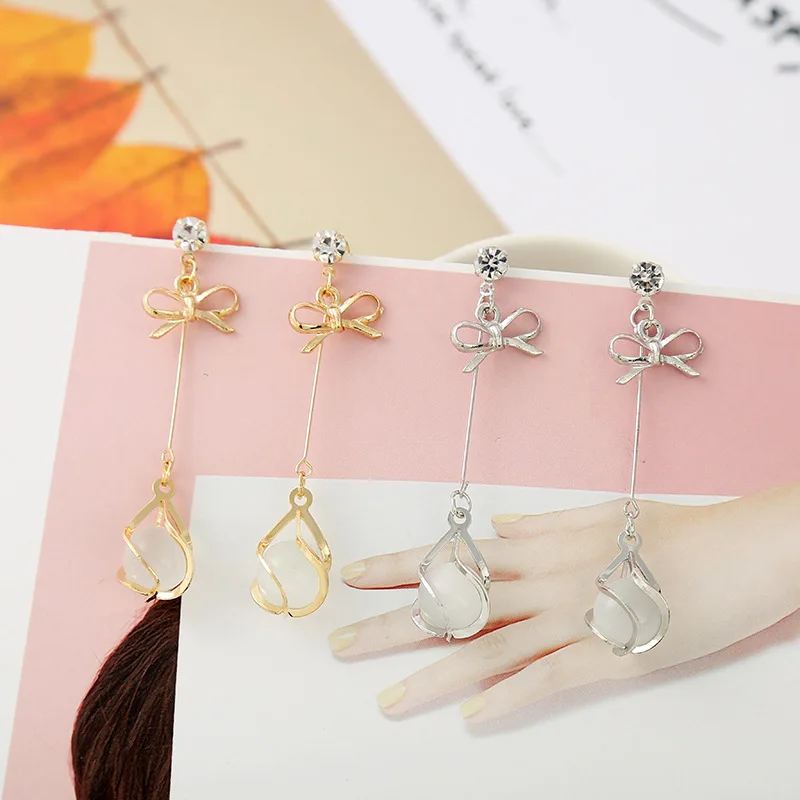 Fashion Bow Opal Moonstone Long Tassel Teardrop Dangle Pierced Earrings Jewelry Brincos
Fashion Bow Opal Moonstone Long Tassel Teardrop Dangle Pierced Earrings Jewelry Brincos