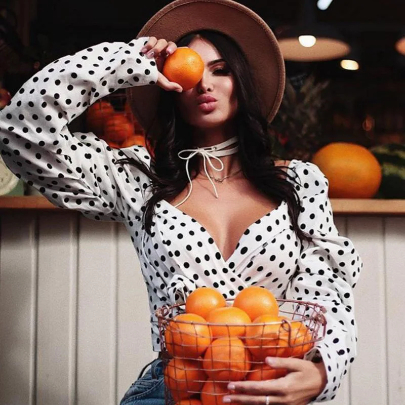 Women's Casual T-shirts Polka Dot Print Slim Long Sleeve Open Shoulder Bandage Knot Sexy Women Tees Fashion Hot
Women's Casual T-shirts Polka Dot Print Slim Long Sleeve Open Shoulder Bandage Knot Sexy Women Tees Fashion Hot