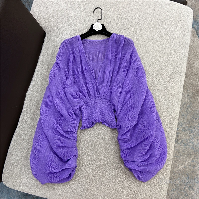 Holiday Beach Seaside Crop Top Women 2021 Spring Summer Sexy V-neck Long Puff Sleeve Skinny Short Chiffon Shirt Blouses Blusas
Holiday Beach Seaside Crop Top Women 2021 Spring Summer Sexy V-neck Long Puff Sleeve Skinny Short Chiffon Shirt Blouses Blusas