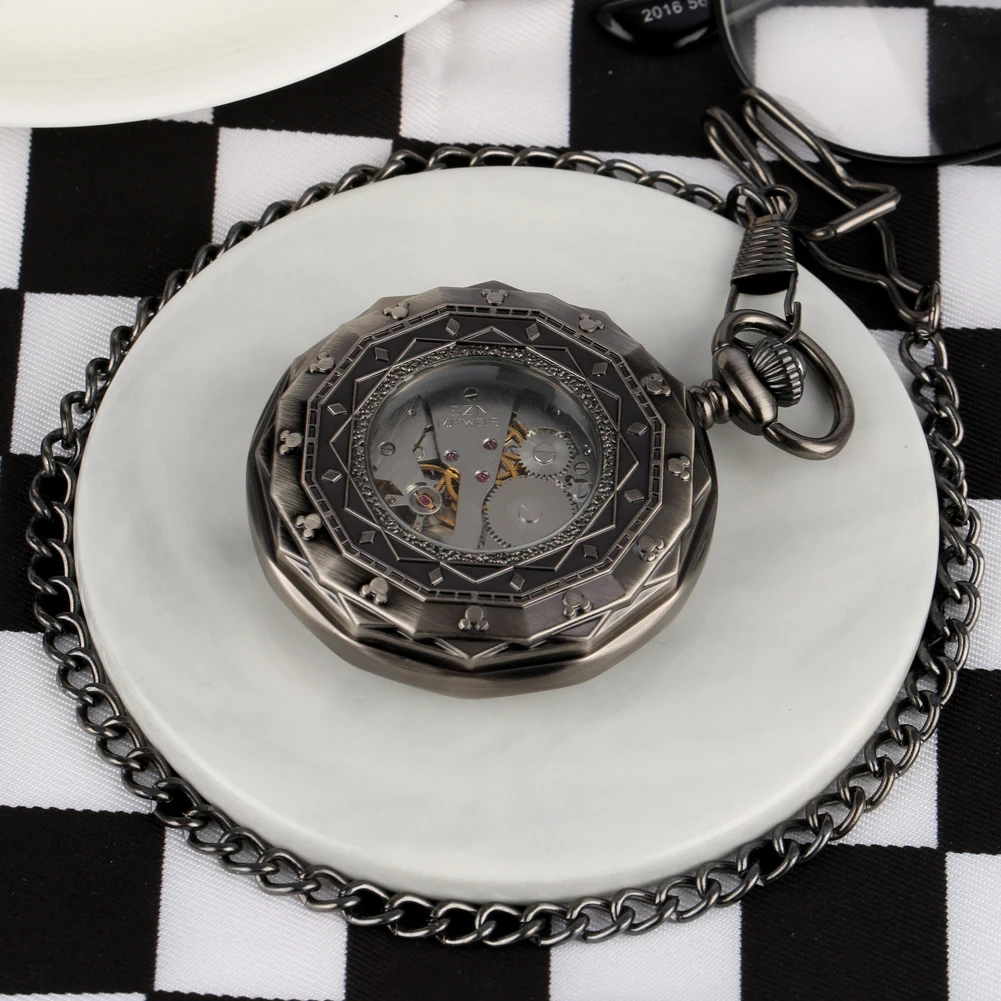 Retro Skeleton Mechanical Pocket Watch Men Women Flower Pattern Roman Number Clock Steampunk FOB Chain Hand Wind Pendant Watch
Retro Skeleton Mechanical Pocket Watch Men Women Flower Pattern Roman Number Clock Steampunk FOB Chain Hand Wind Pendant Watch