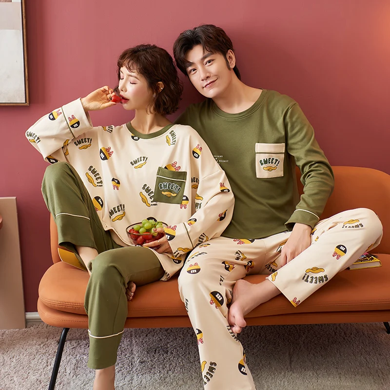 Green Fresh Style Sleepwear New Spring Autumn Nightwear Gift For Lover Pijamas Mujer Comfort Suit Couple Cotton Pajamas Set
Green Fresh Style Sleepwear New Spring Autumn Nightwear Gift For Lover Pijamas Mujer Comfort Suit Couple Cotton Pajamas Set