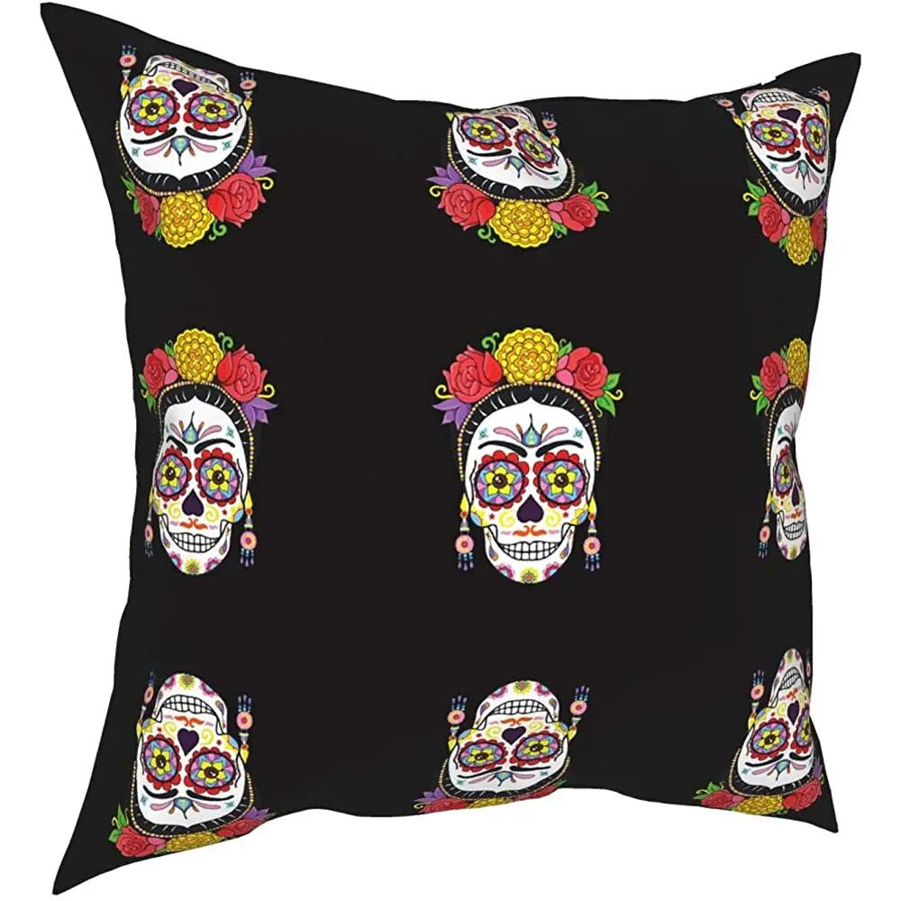 Suger Skull Pillow Covers,Color Sugar Skull Girls with Flower Dead Skull Design Throw Pillow Case for Couch
Suger Skull Pillow Covers,Color Sugar Skull Girls with Flower Dead Skull Design Throw Pillow Case for Couch