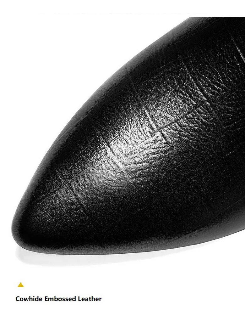 Tłoczona skóra obuwie robocze damskie średnie obcasy czarny beżowy - Wianko - 11