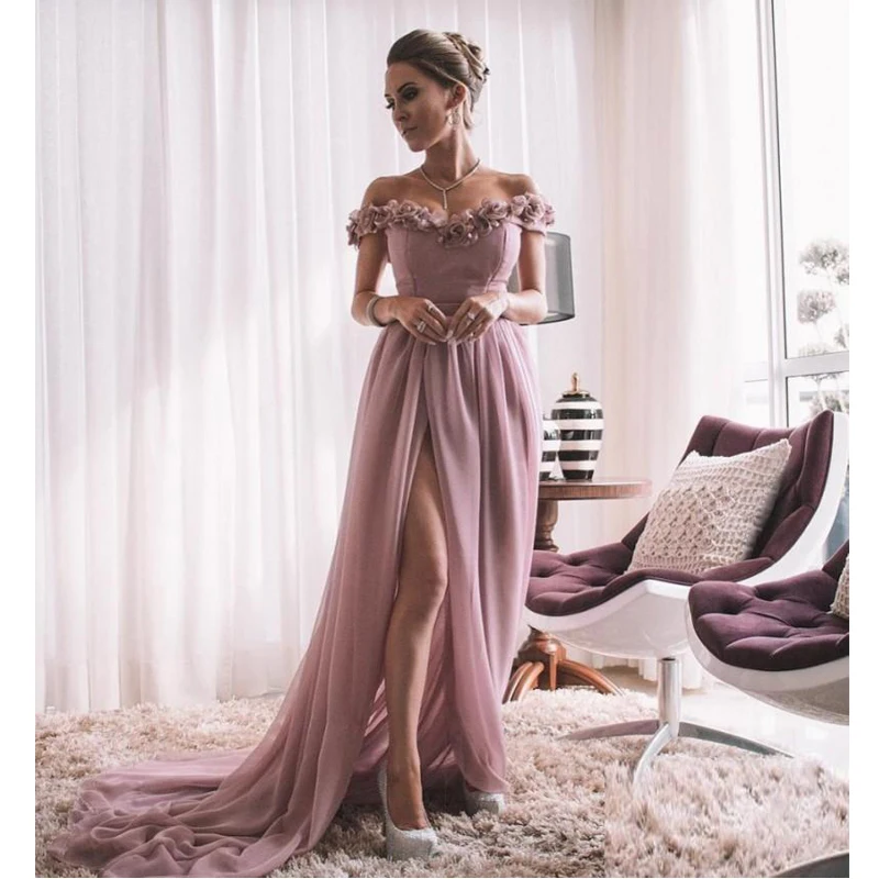Off The Shoulder Prom Dresses Hande Made Flowers Robe De Soiree 2020 Side Split Chiffon Formal Evening Long Dresses Gowns
Off The Shoulder Prom Dresses Hande Made Flowers Robe De Soiree 2020 Side Split Chiffon Formal Evening Long Dresses Gowns