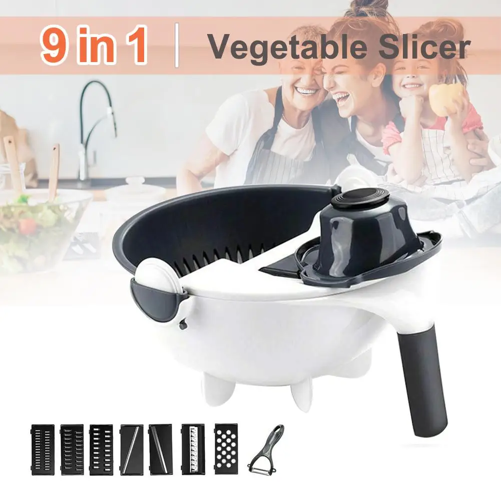 New Rotate Vegetable Cutter 9 In 1 Multifunctional Big Capacity Rotary Chopper Vegetable Potato Slicer Household Kitchen Tools 
New Rotate Vegetable Cutter 9 In 1 Multifunctional Big Capacity Rotary Chopper Vegetable Potato Slicer Household Kitchen Tools